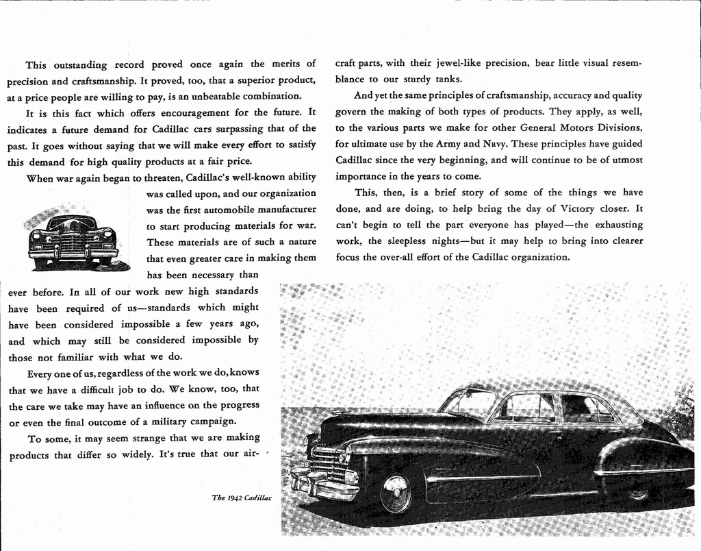 1943 Cadillac From Peace To War Booklet Page 2